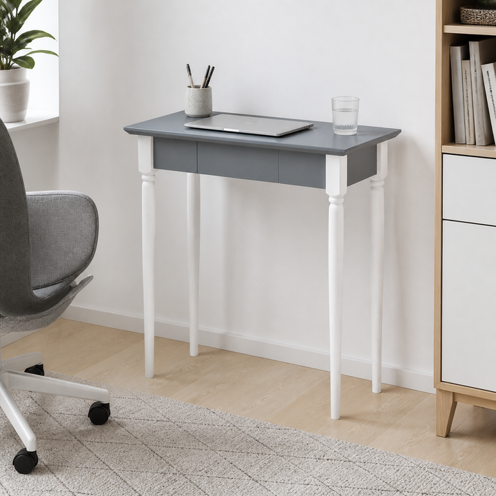 MAMO Skrivebord 65x40 cm - Hvide Ben / Mørkegrå – supplerende neutral dagslysscene