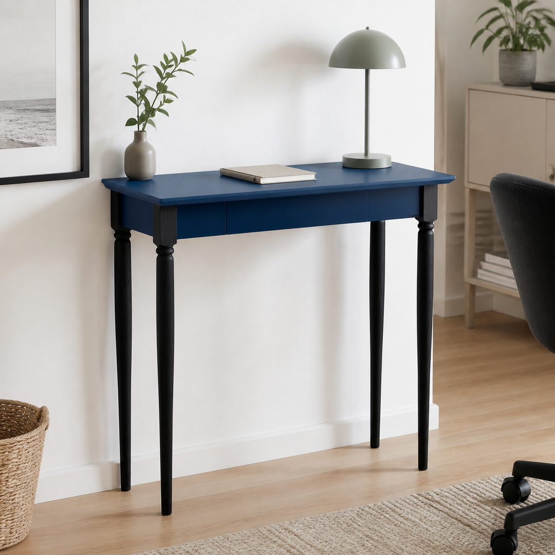 MAMO Skrivebord 85x40 cm - Sorte Ben / Petrol Blå – materiale- eller konstruktionsdetalje