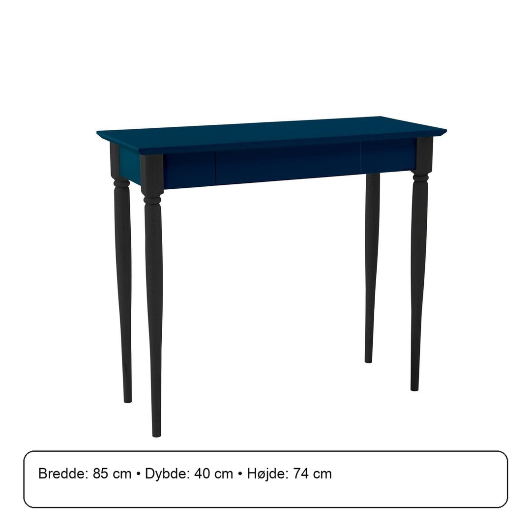 MAMO Skrivebord 85x40 cm - Sorte Ben / Petrol Blå – måldiagram