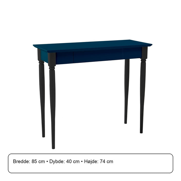 MAMO Skrivebord 85x40 cm - Sorte Ben / Petrol Blå – måldiagram