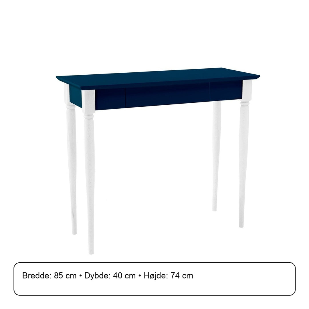MAMO Skrivebord 85x40 cm Hvide Ben / Petrol Blå – måldiagram