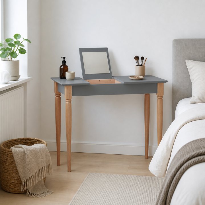 MAMO Sminkebord med spejl - 105x35cm Mørkegrå – supplerende neutral dagslysscene