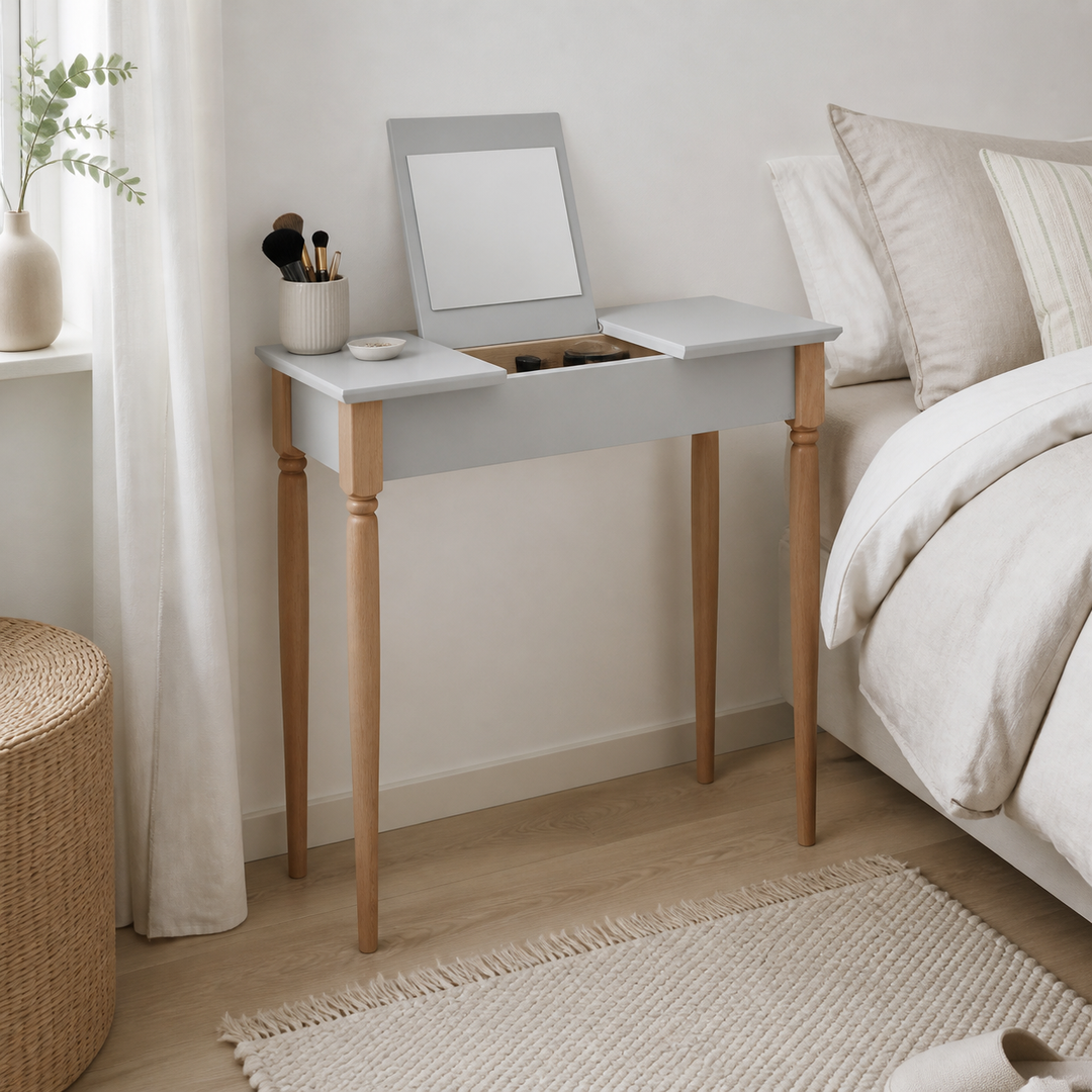 MAMO Sminkebord med spejl - 65x35cm Lysegrå – materiale- eller konstruktionsdetalje