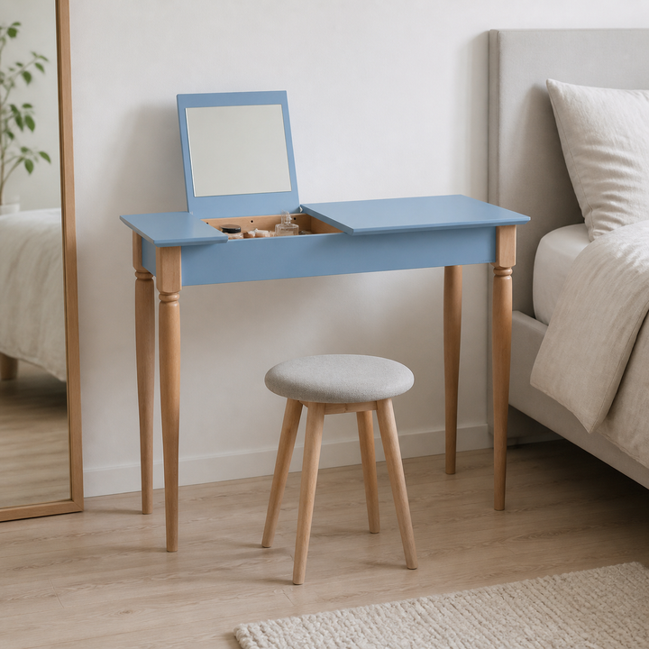 MAMO Sminkebord med spejl 105x35cm Gentle Blue – vigtigste funktion