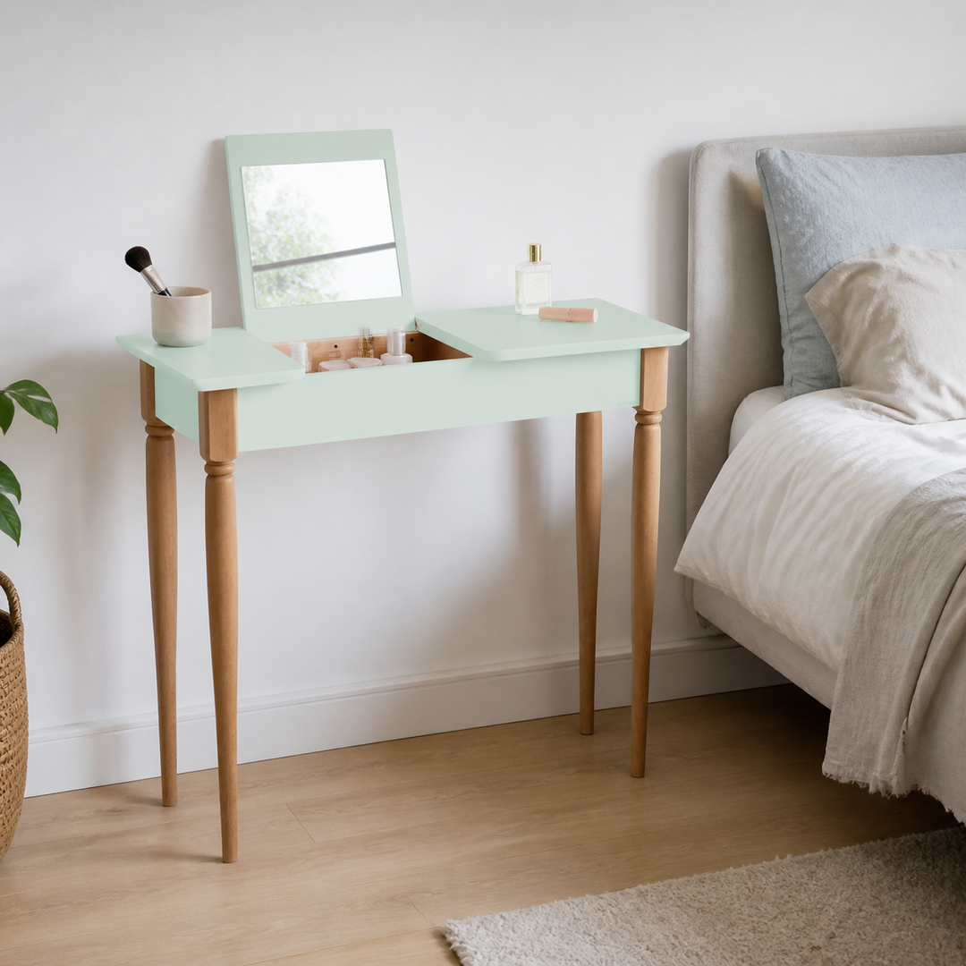 MAMO sminkebord med spejl 85x35cm Fleeting Mint – hero i naturlig brug