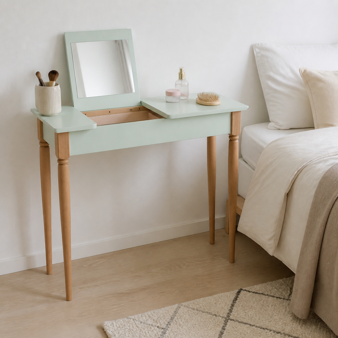 MAMO sminkebord med spejl 85x35cm Fleeting Mint – materiale- eller konstruktionsdetalje
