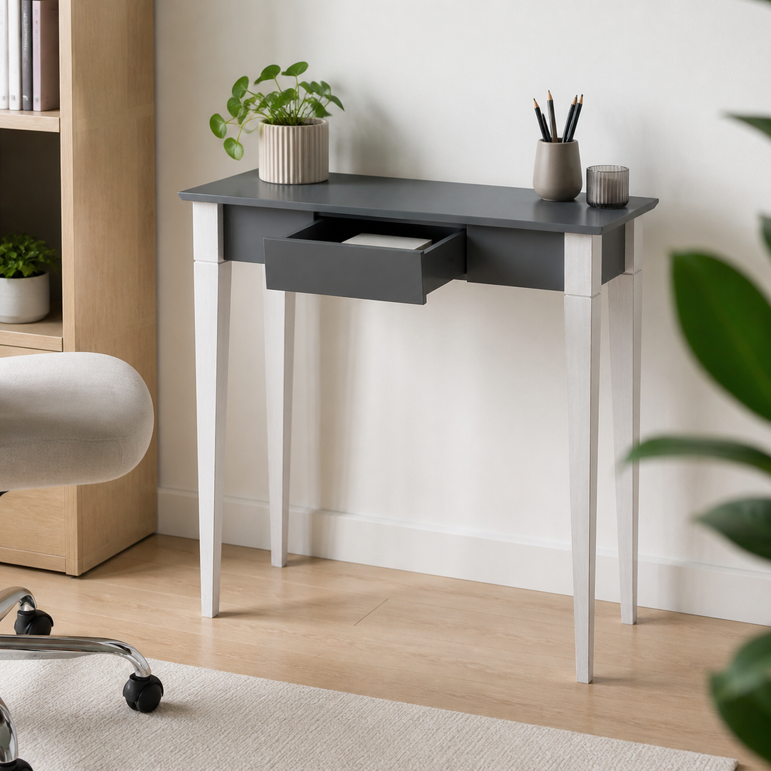MIMO Skrivebord - 65x40cm Hvide Ben / Mørkegrå – vigtigste funktion