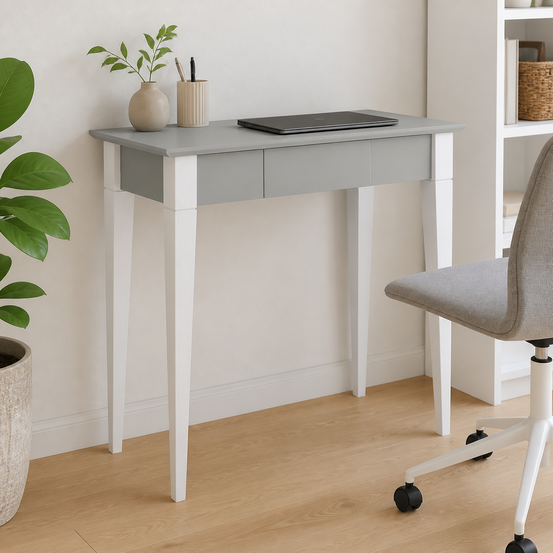 MIMO Skrivebord - 65x40cm Hvide Ben / Mørkegrå – materiale- eller konstruktionsdetalje