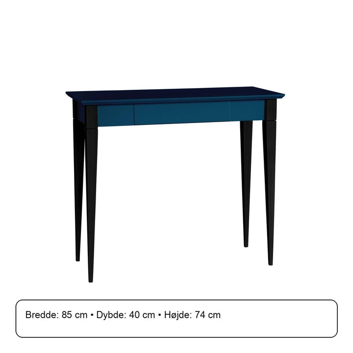 MIMO Skrivebord - 85x40cm Sorte Ben / Petrol Blå – måldiagram