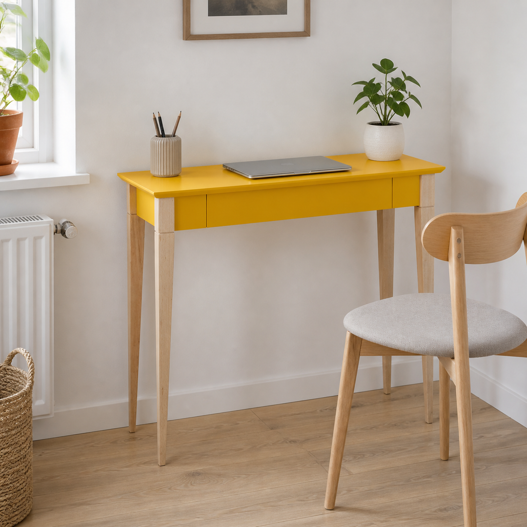 MIMO Skrivebord 105x40cm Gul – supplerende neutral dagslysscene