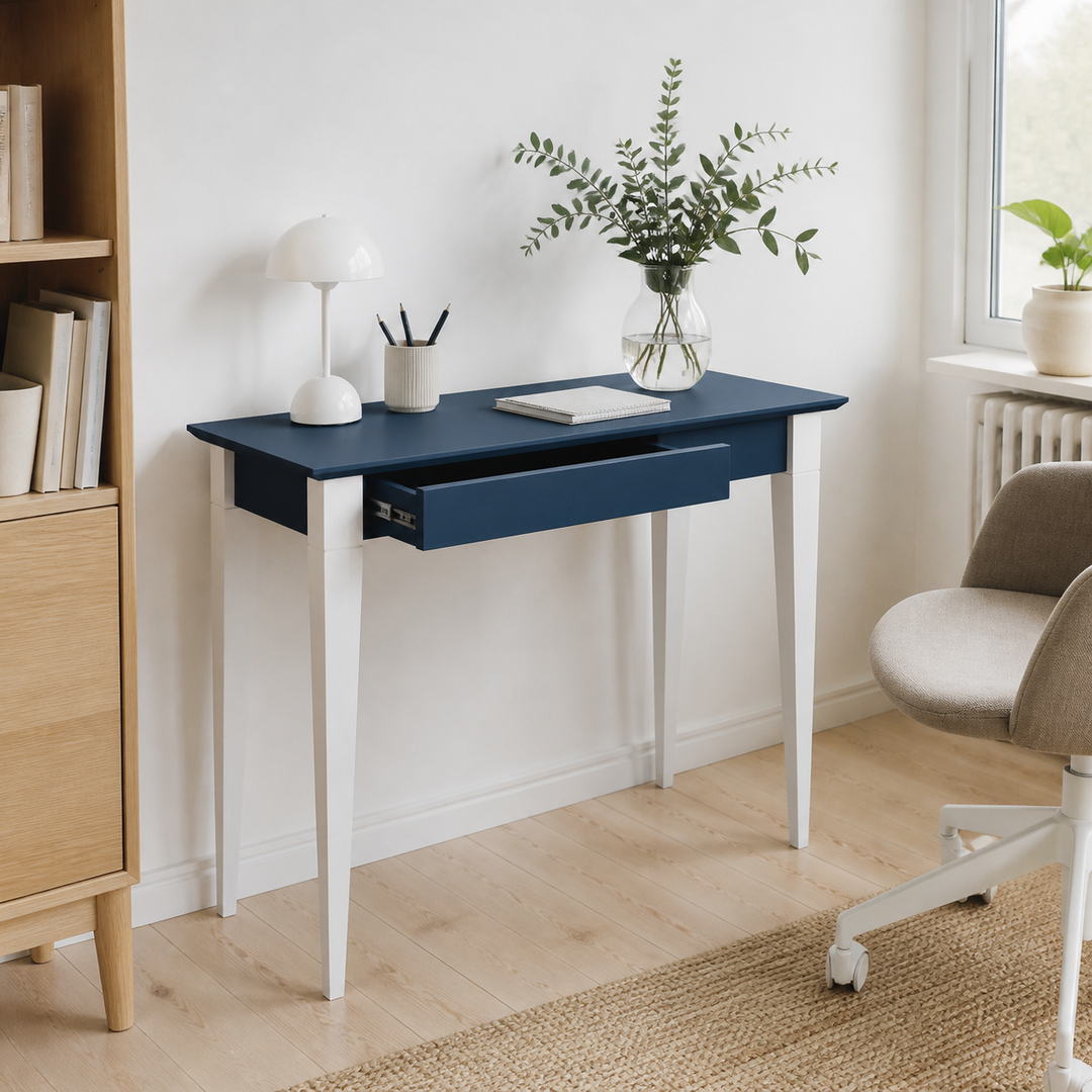 MIMO Skrivebord 105x40cm Hvide Ben / Marineblå – vigtigste funktion