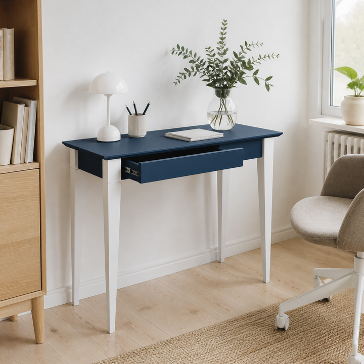 MIMO Skrivebord 105x40cm Hvide Ben / Marineblå – vigtigste funktion