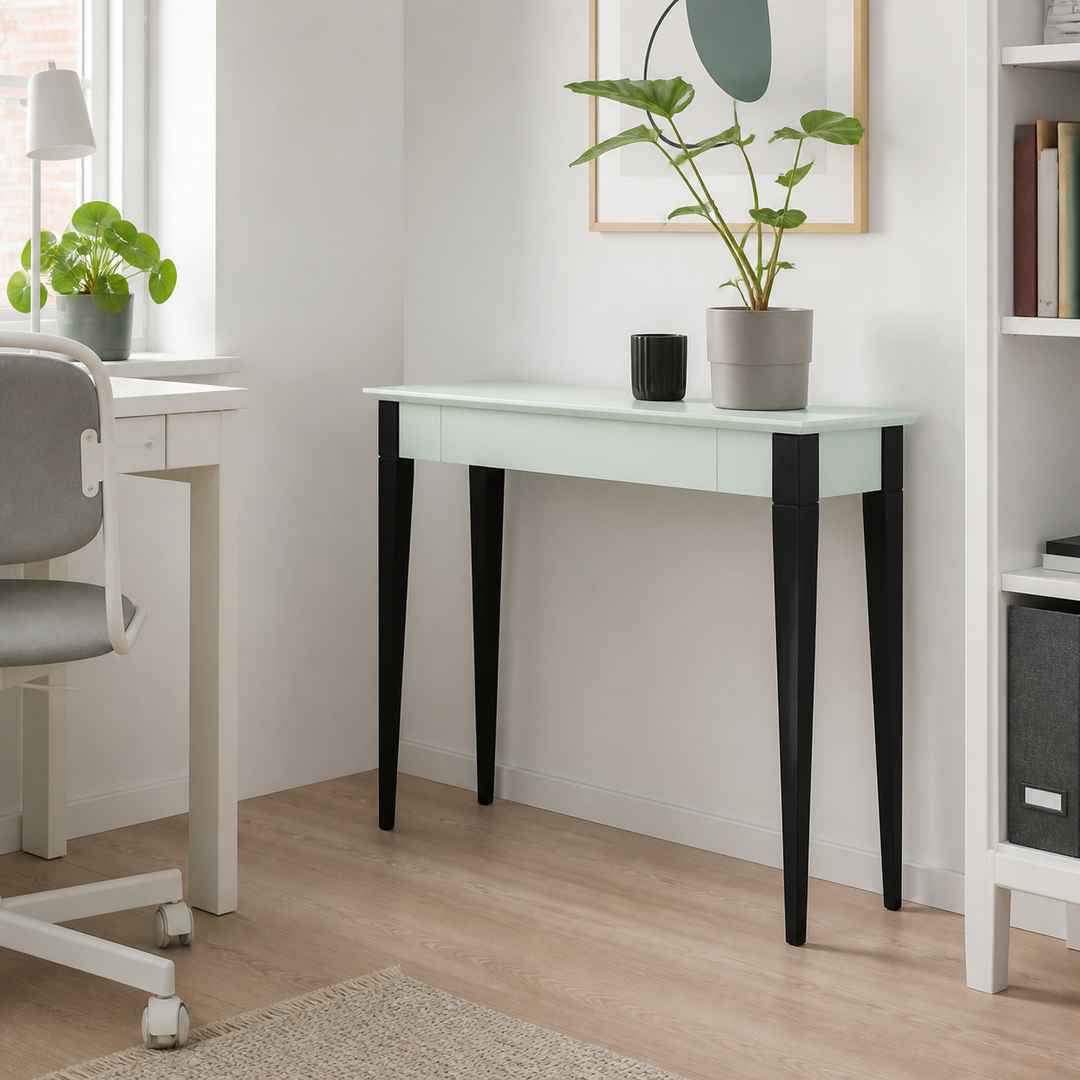MIMO Skrivebord 105x40cm Sorte Ben Fleeting Mint – hele produktet lukket i hjemmet
