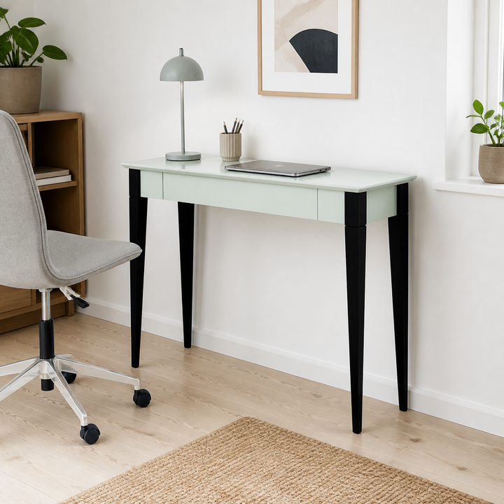MIMO Skrivebord 105x40cm Sorte Ben Fleeting Mint – supplerende neutral dagslysscene