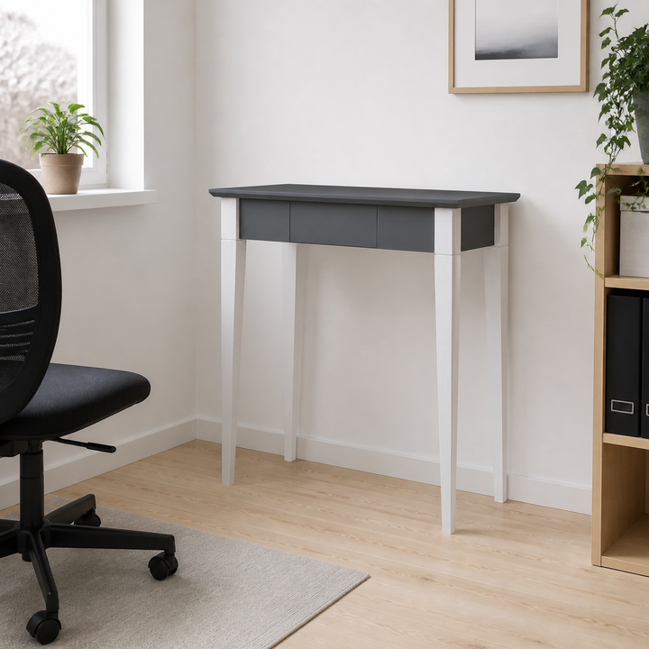 MIMO Skrivebord 65x40cm Hvide Ben / Grafit – hele produktet lukket i hjemmet