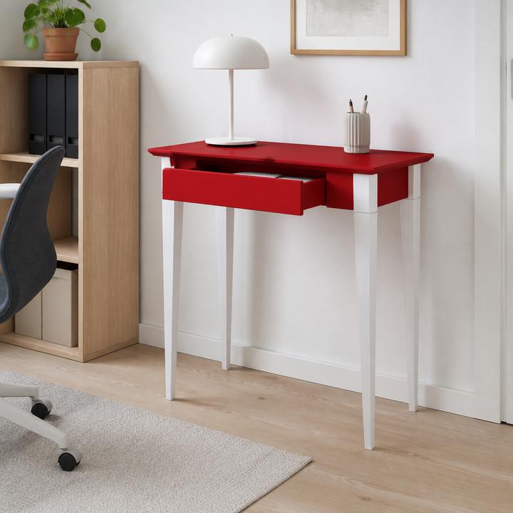 MIMO Skrivebord 65x40cm Hvide Ben / Rød – vigtigste funktion