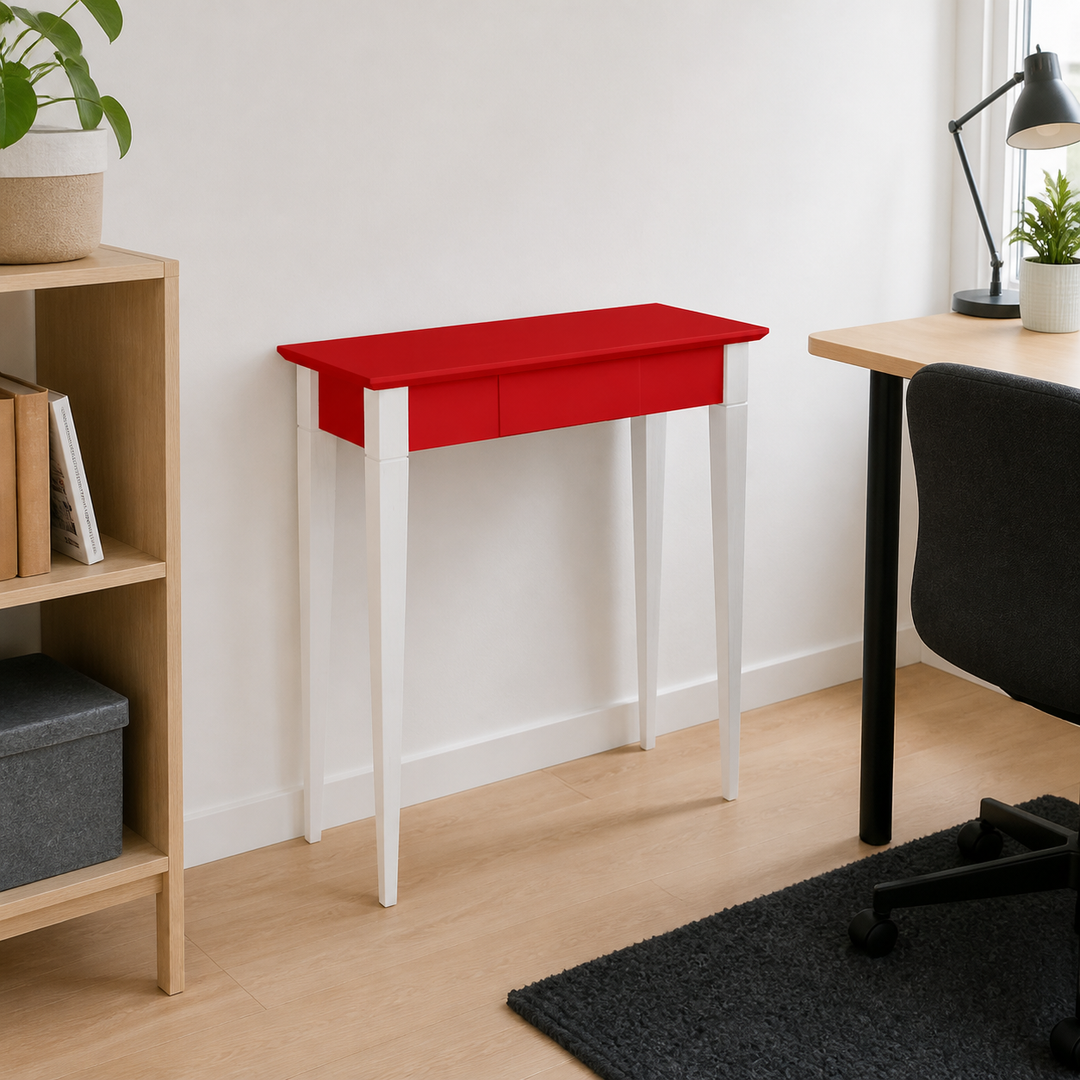 MIMO Skrivebord 65x40cm Hvide Ben / Rød – hele produktet lukket i hjemmet