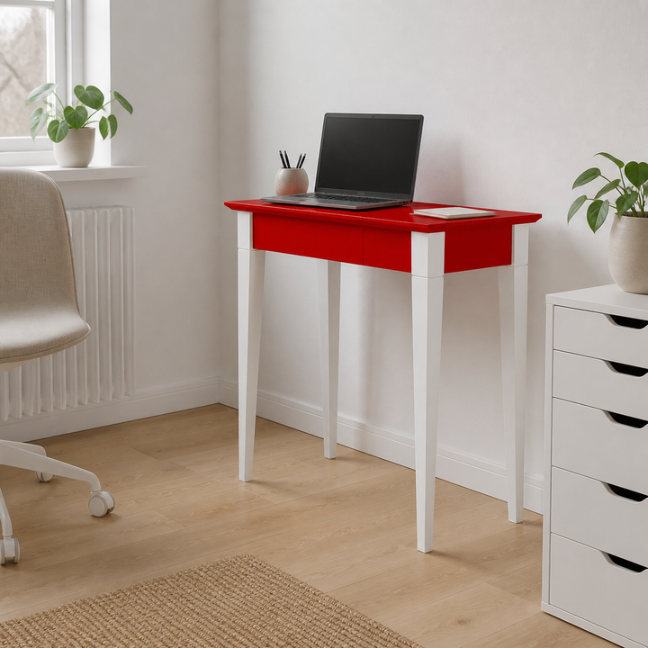MIMO Skrivebord 65x40cm Hvide Ben / Rød – anden naturlig anvendelse eller vinkel