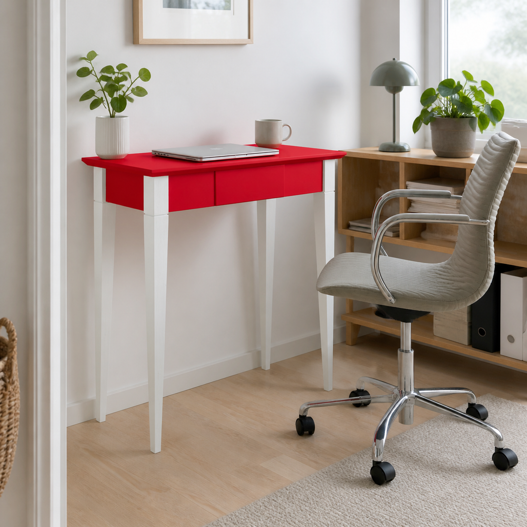 MIMO Skrivebord 65x40cm Hvide Ben / Rød – supplerende neutral dagslysscene