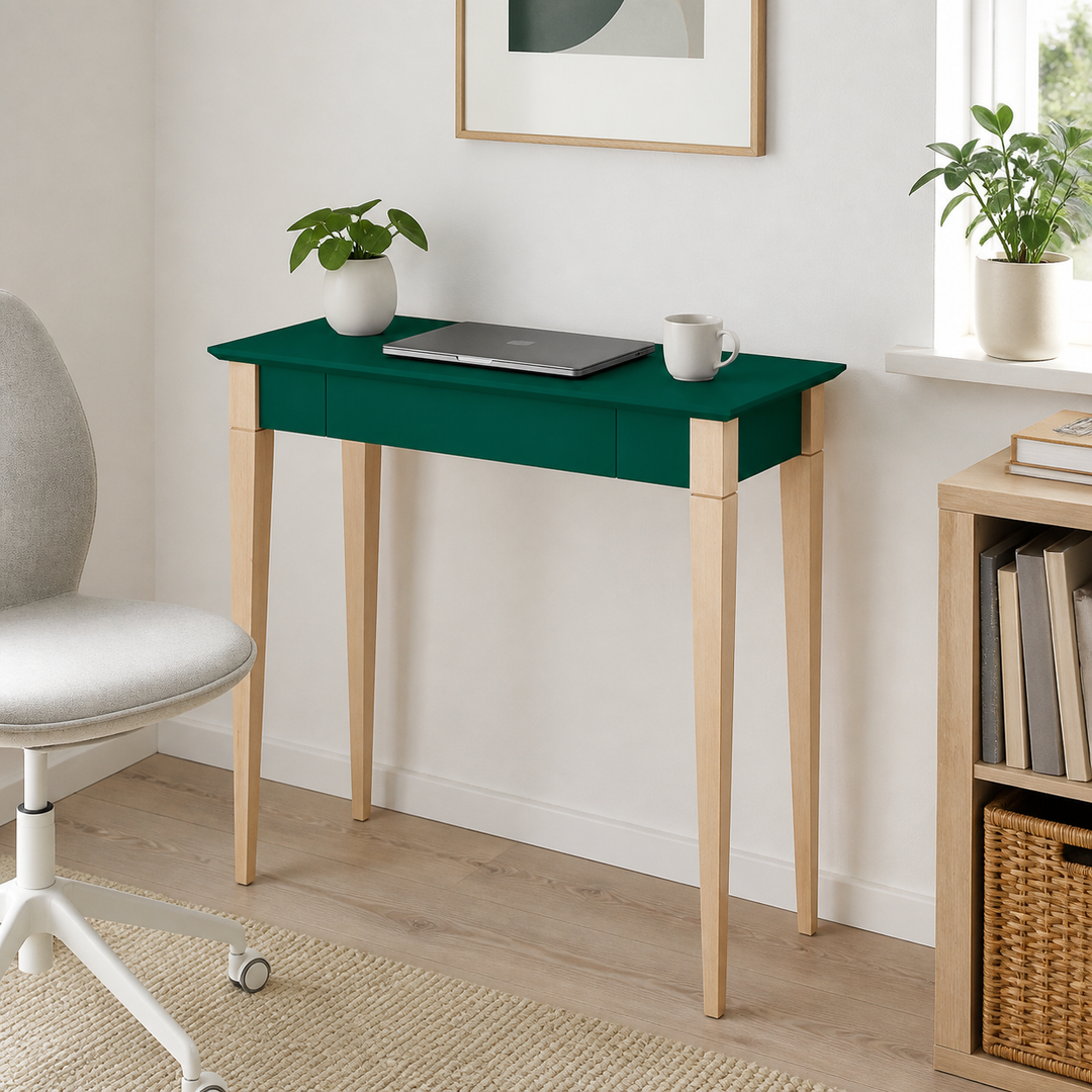 MIMO Skrivebord 85x40cm Grøn – supplerende neutral dagslysscene