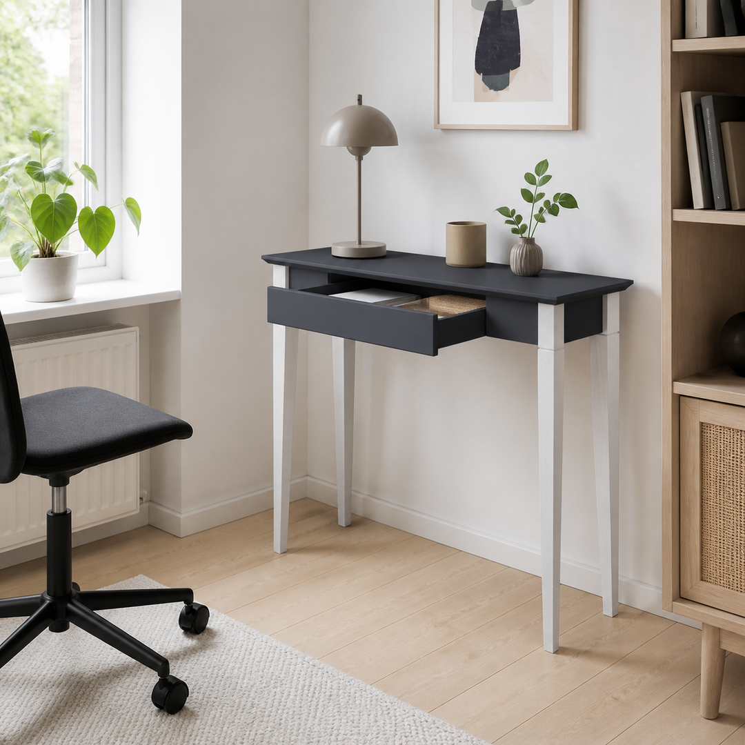MIMO Skrivebord 85x40cm Hvide Ben / Grafit – vigtigste funktion