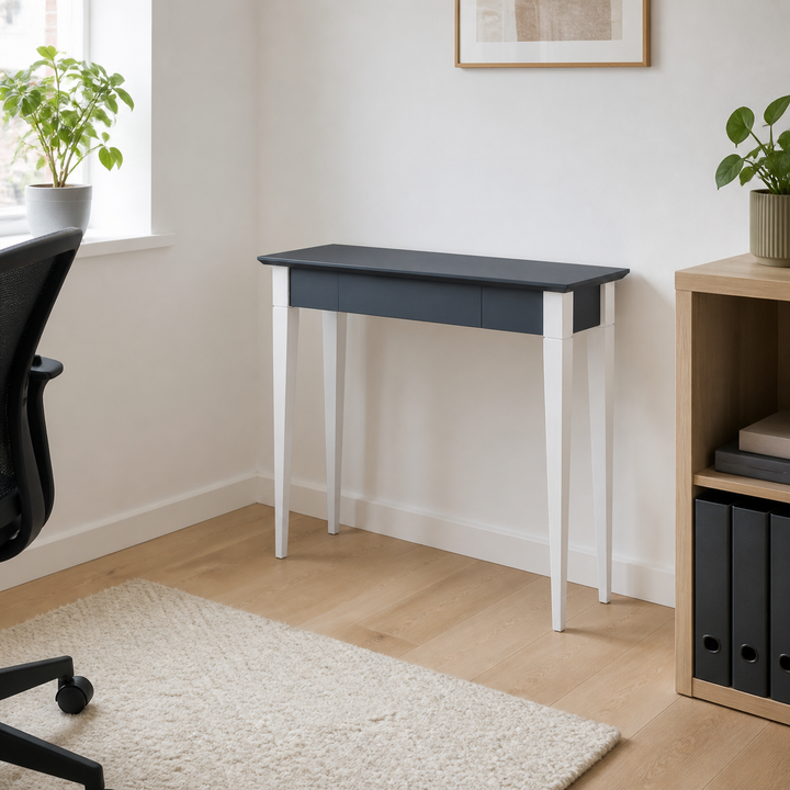 MIMO Skrivebord 85x40cm Hvide Ben / Grafit – hele produktet lukket i hjemmet