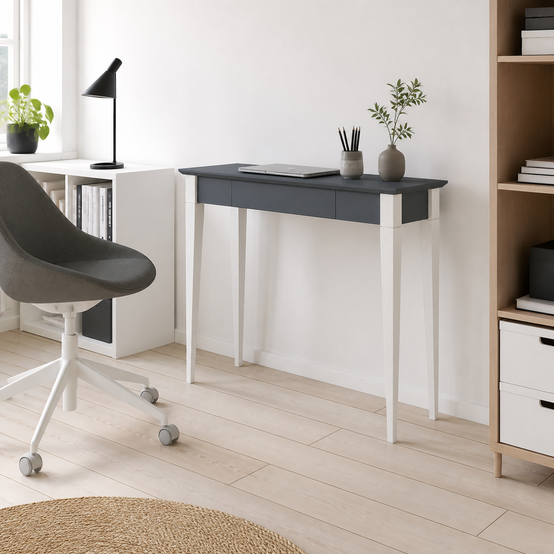 MIMO Skrivebord 85x40cm Hvide Ben / Grafit – anden naturlig anvendelse eller vinkel