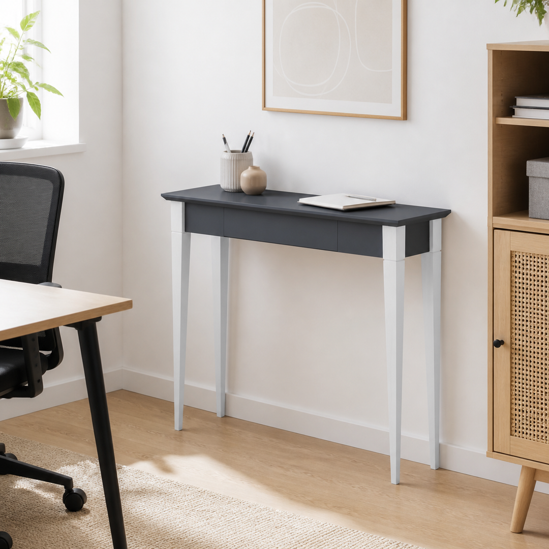 MIMO Skrivebord 85x40cm Hvide Ben / Grafit – supplerende neutral dagslysscene
