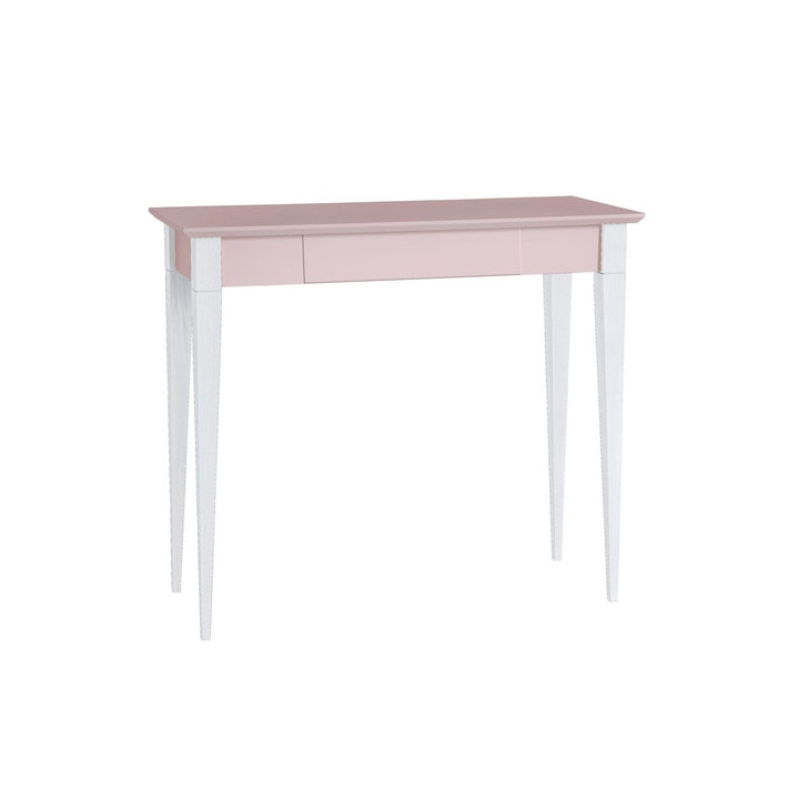 MIMO Skrivebord 85x40cm Hvide Ben / Pink – eksakt packshot på hvid baggrund