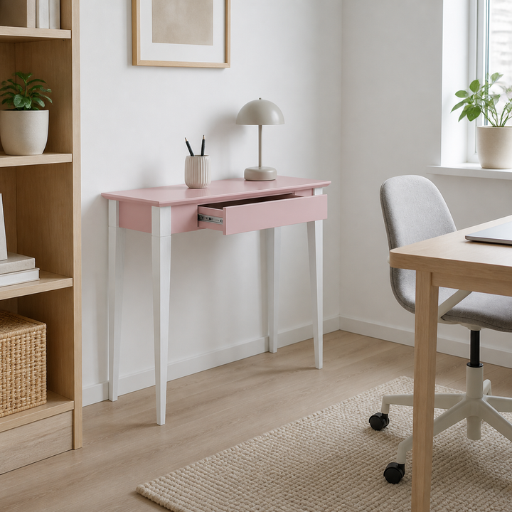 MIMO Skrivebord 85x40cm Hvide Ben / Pink – vigtigste funktion