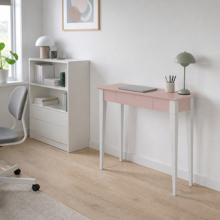 MIMO Skrivebord 85x40cm Hvide Ben / Pink – anden naturlig anvendelse eller vinkel
