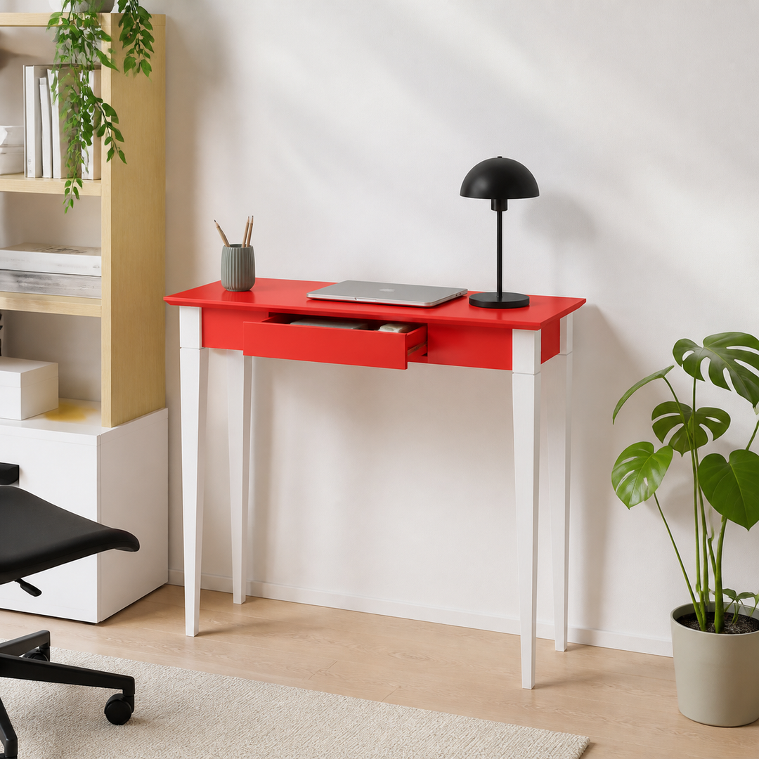 MIMO Skrivebord 85x40cm Hvide Ben / Rød – vigtigste funktion