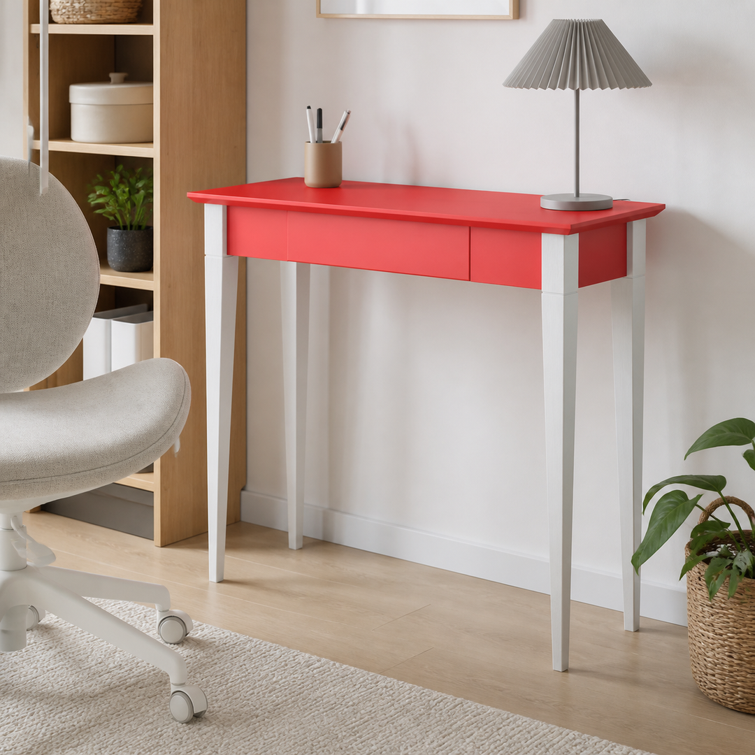 MIMO Skrivebord 85x40cm Hvide Ben / Rød – materiale- eller konstruktionsdetalje