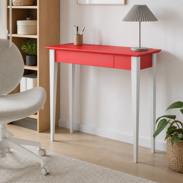 MIMO Skrivebord 85x40cm Hvide Ben / Rød – materiale- eller konstruktionsdetalje