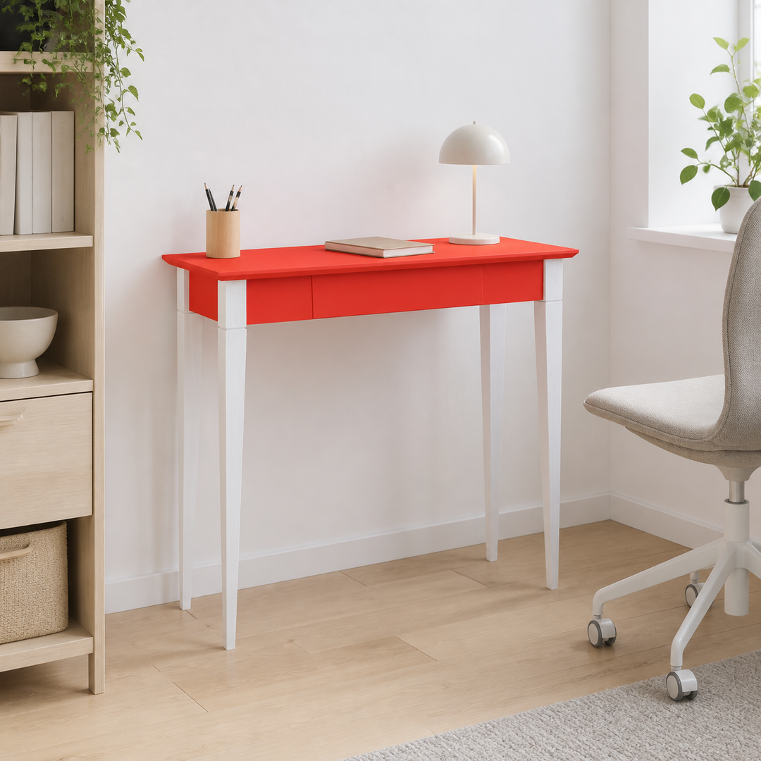 MIMO Skrivebord 85x40cm Hvide Ben / Rød – anden naturlig anvendelse eller vinkel