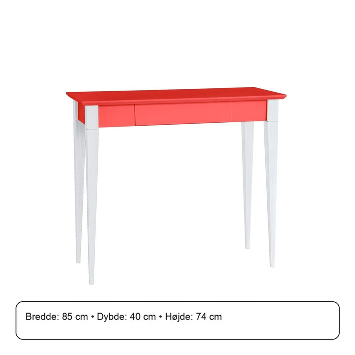 MIMO Skrivebord 85x40cm Hvide Ben / Rød – måldiagram