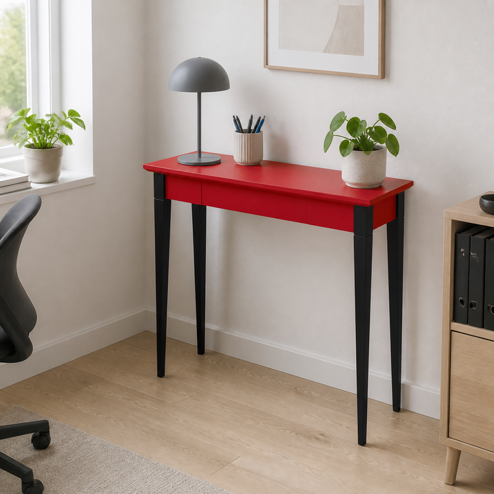 MIMO Skrivebord 85x40cm Sort Ben / Rød – hele produktet lukket i hjemmet