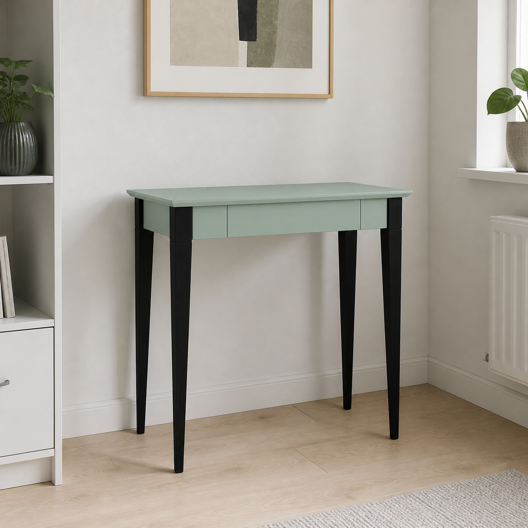MIMO Skrivebord 85x40cm Sorte Ben Salviegrøn – hele produktet lukket i hjemmet
