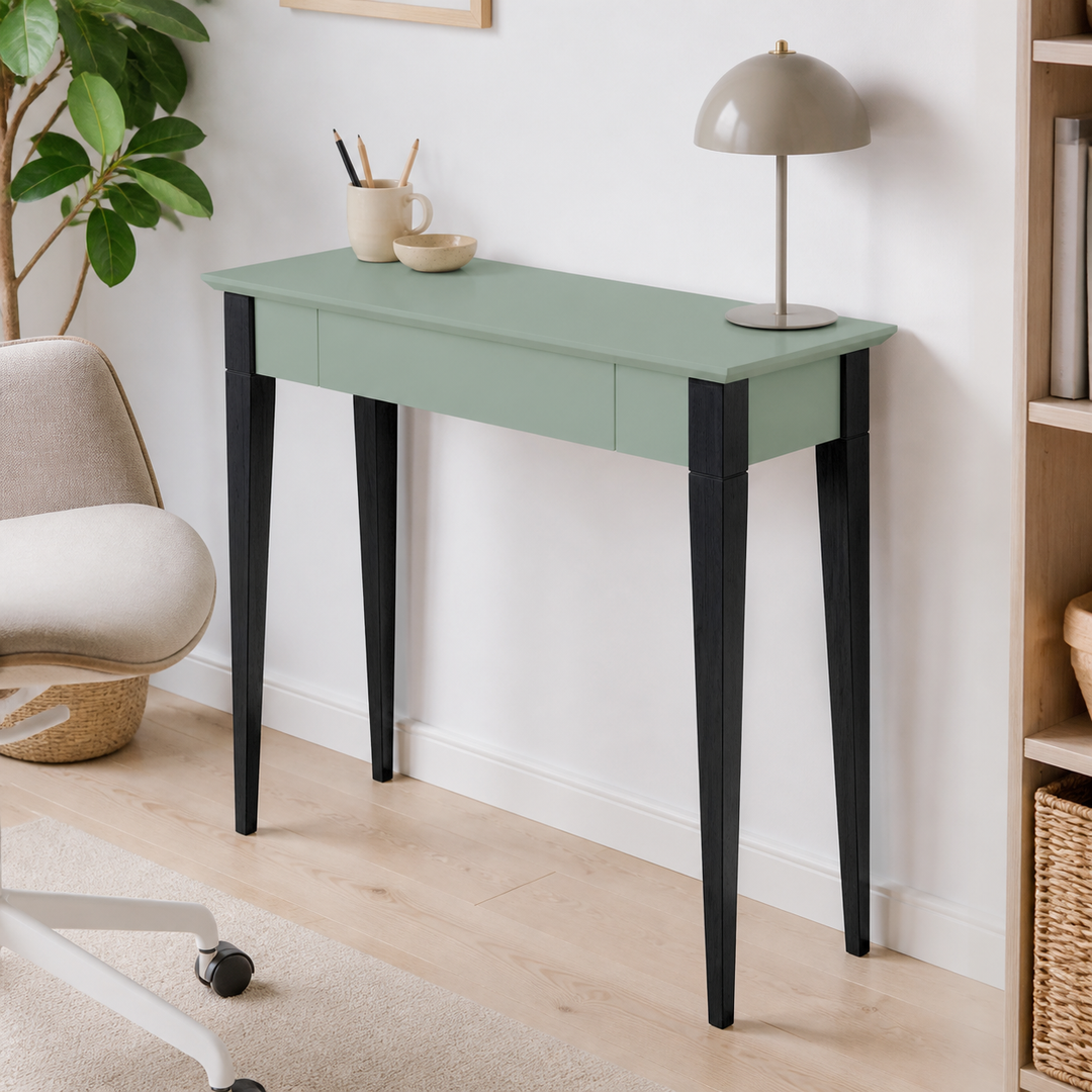 MIMO Skrivebord 85x40cm Sorte Ben Salviegrøn – materiale- eller konstruktionsdetalje
