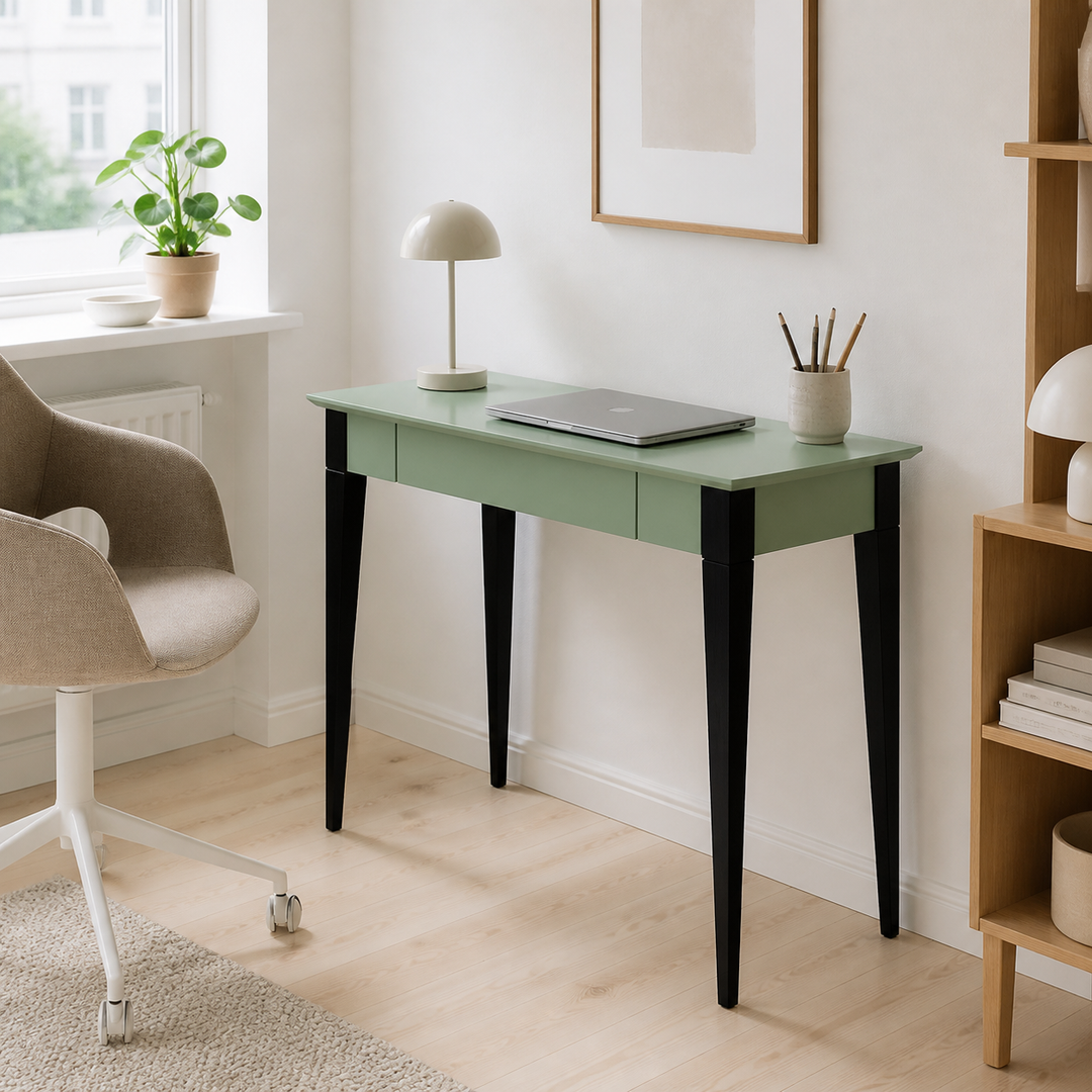 MIMO Skrivebord 85x40cm Sorte Ben Salviegrøn – anden naturlig anvendelse eller vinkel