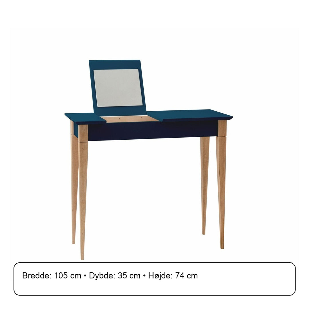 MIMO Sminkebord med spejl - 105x35cm Benzinblå – måldiagram