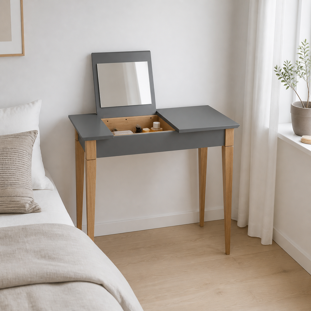 MIMO Sminkebord med spejl - 105x35cm Mørkegrå – vigtigste funktion
