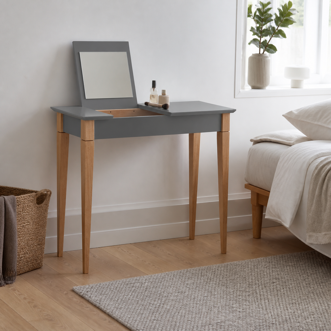 MIMO Sminkebord med spejl - 105x35cm Mørkegrå – anden naturlig anvendelse eller vinkel