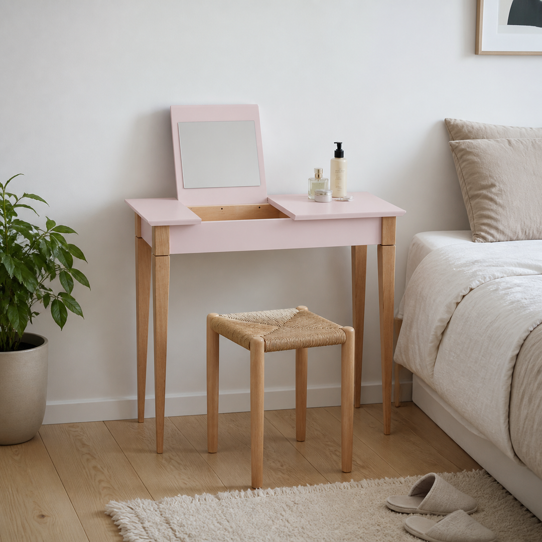 MIMO Sminkebord med spejl - 105x35cm Pink – hero i naturlig brug