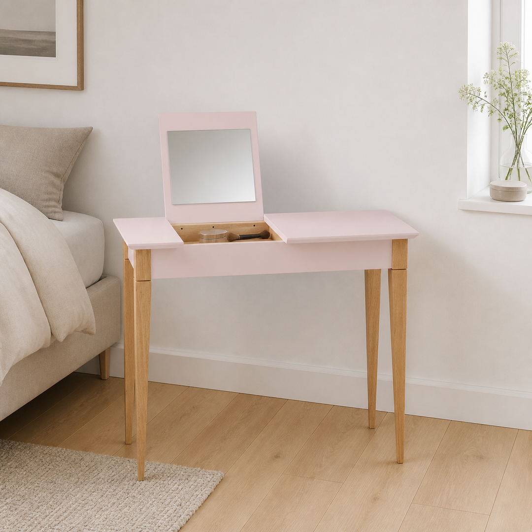 MIMO Sminkebord med spejl - 105x35cm Pink – vigtigste funktion