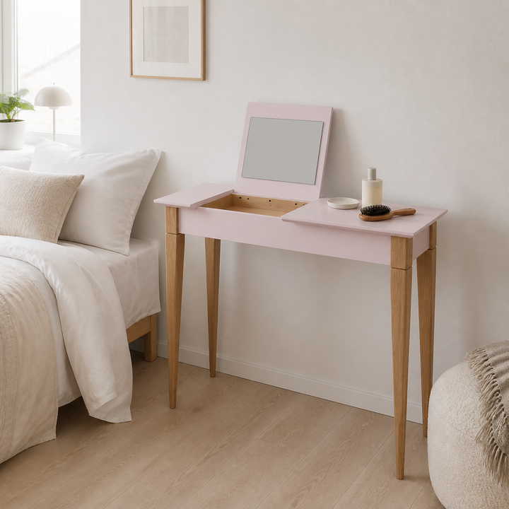 MIMO Sminkebord med spejl - 105x35cm Pink – anden naturlig anvendelse eller vinkel