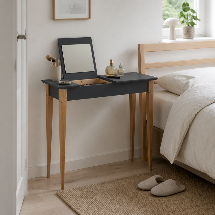 MIMO Sminkebord med spejl - 65x35cm Grafit – hero i naturlig brug