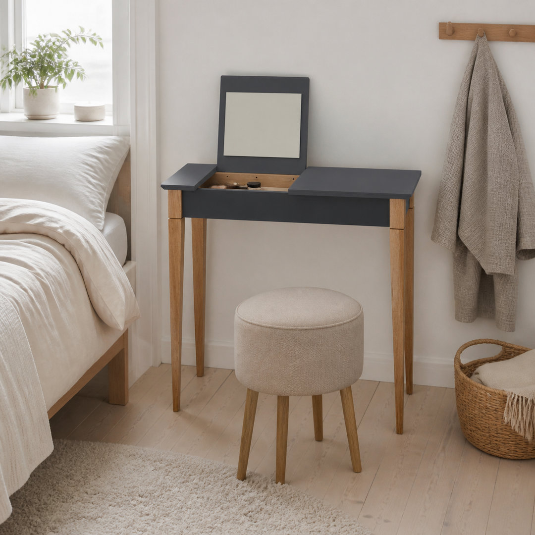 MIMO Sminkebord med spejl - 65x35cm Grafit – vigtigste funktion