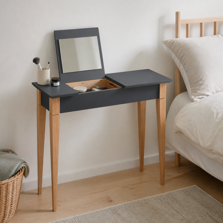 MIMO Sminkebord med spejl - 65x35cm Grafit – materiale- eller konstruktionsdetalje