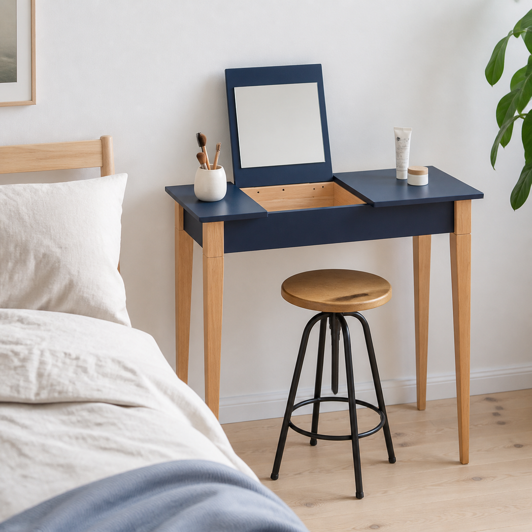 MIMO Sminkebord med spejl - 65x35cm Marineblå – materiale- eller konstruktionsdetalje